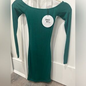 Green mini dress.